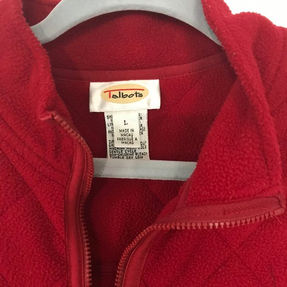 Talbots Fleece Quilted Red Vest, Size Large - Picture 3 of 4